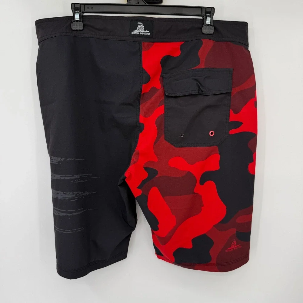 Freedom Industries Lot 2 Board Shorts Mens 36 Camo Red Black Patriotic Gadsden